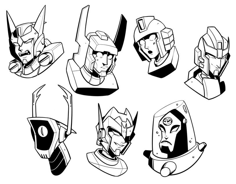 Transformers Headshots I drew for mutuals at TFCon LA 2024