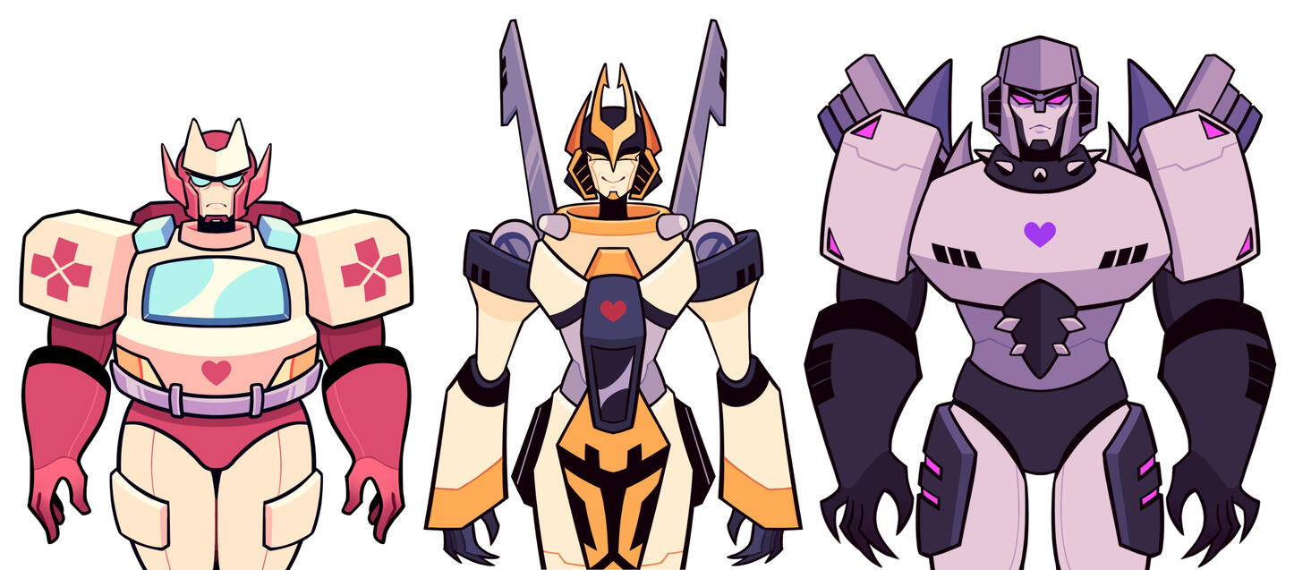 (discontinued) Ratchet, Yoketron, and Megatron designs for "Tender Loving Circuits"