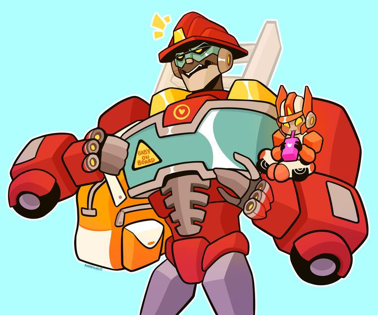 Rescue Bots Heatwave and his Sparkling Art Trade
