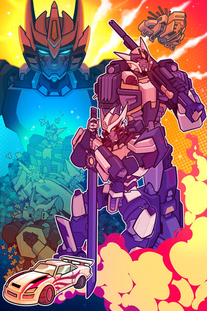 Cover for "Guns and Swords: A Drift/Deadlock Zine" -- A charity fan-zine