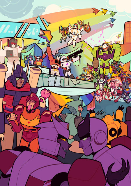 Cover Illustration for "Transformers Spectrum" Zine, a Transformers Pride fanzine
