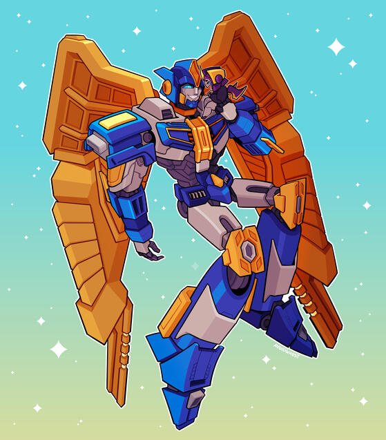 TFOne Sentinel with baby Transformers OC Illustration