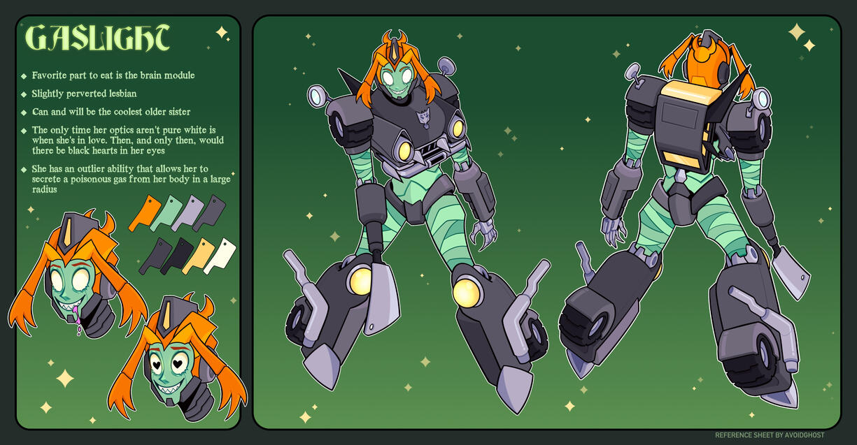 Gaslight District themed Transformers OC Custom Design Reference Sheet