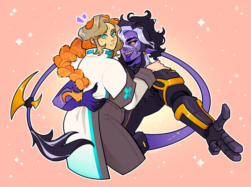 Rachel and D'Rithe Half-Body Illustration for starheavenly of their novel "Starline Files"